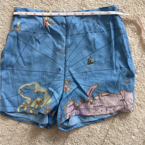 Staud Cod Printed Crepe de Chine Map Shorts - Picture 4 of 4